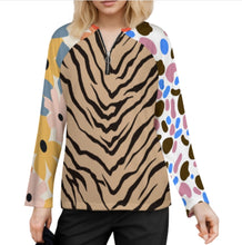 Charger l'image dans la galerie, Haut à manches longues col V pour femme avec fermeture éclair NT58 personnalisée avec prénom motif texte (conception multi-images)