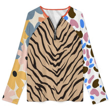 Charger l'image dans la galerie, Haut à manches longues col V pour femme avec fermeture éclair NT58 personnalisée avec prénom motif texte (conception multi-images)