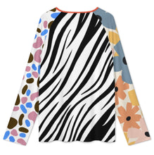 Charger l'image dans la galerie, Haut à manches longues col V pour femme avec fermeture éclair NT58 personnalisée avec prénom motif texte (conception multi-images)