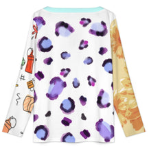 Charger l'image dans la galerie, Haut manches longues col V boutonné sur le devant YUC personnalisée avec prénom motif texte (conception multi-images)