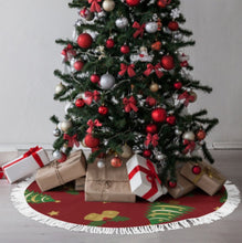 Charger l'image dans la galerie, Jupe de couverture pour sapin de Noël (style franges) (images différentes des deux côtés) personnalisée avec prénom motif texte