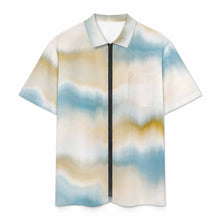 Charger l'image dans la galerie, Chemise à manches courtes zippée LM816 pour homme personnalisée avec texte photo logo motif (Impression d'image unique)