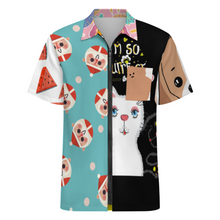 Charger l'image dans la galerie, Chemise à manches courtes zippée LM816 pour homme personnalisée avec texte photo logo motif (conception multi-images)