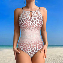 Charger l'image dans la galerie, Maillot de bain une pièce à lacets et col licou pour femme personnalisé avec photo motif texte (conception une image)