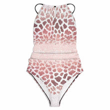 Charger l'image dans la galerie, Maillot de bain une pièce à lacets et col licou pour femme personnalisé avec photo motif texte (conception une image)