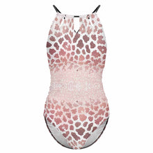 Charger l'image dans la galerie, Maillot de bain une pièce à lacets et col licou pour femme personnalisé avec photo motif texte (conception une image)