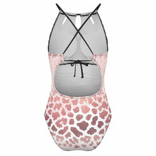 Charger l'image dans la galerie, Maillot de bain une pièce à lacets et col licou pour femme personnalisé avec photo motif texte (conception une image)