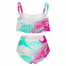 Charger l'image dans la galerie, Maillots de bain pour femmes MSYX464 Maillots de bain deux pièces Haut à volants avec bas taille haute Ensemble de bikini personnalisé avec photo texte prénom