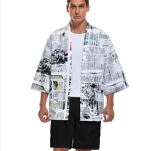 Charger l'image dans la galerie, Manteau Veste kimono pour homme haut cardigan chemise rétro japonaise avec manches 3/4 ZS904 personnalisé avec photos texte motif (conception multi-images)