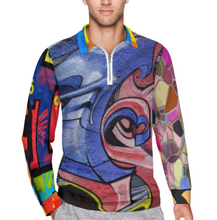 Charger l'image dans la galerie, Polo tee sweat shirt homme manches longues RL zippé avec col tricot personnalisée avec photo prénom motif texte (conception multi-images)