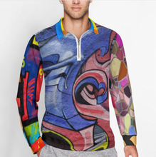 Charger l'image dans la galerie, Polo tee sweat shirt homme manches longues RL zippé avec col tricot personnalisée avec photo prénom motif texte (conception multi-images)