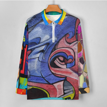 Charger l'image dans la galerie, Polo tee sweat shirt homme manches longues RL zippé avec col tricot personnalisée avec photo prénom motif texte (conception multi-images)