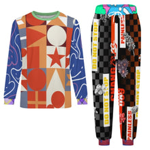 Charger l'image dans la galerie, Pyjama homme 2 pièces col rond manches longues LM094 personnalisée avec prénom motif texte (conception multi-images)