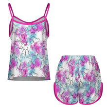 Charger l'image dans la galerie, Pyjama d'été femme pyjama 2 pièces bretelles en satin personnalisé avec photo texte prénom (conception une image)