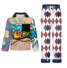 Charger l'image dans la galerie, Pyjama enfant manches longues SDS059 ensemble de nuit deux pièces personnalisée avec prénom motif texte (conception multi-images)