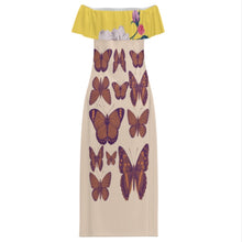 Charger l'image dans la galerie, Robe à épaules dénudées MXLD292 pour femme robe longue bustier RRCQ personnalisée avec prénom motif texte (conception multi-images)