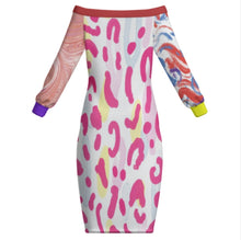 Charger l'image dans la galerie, Robe à manches longues à épaules dénudées pour femme MXLD personnalisée avec prénom motif texte (conception multi-images)