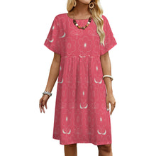 Charger l'image dans la galerie, Robe ample à manches courtes et col rond pour femme B16Q personnalisé avec photo texte prénom (conception une image)