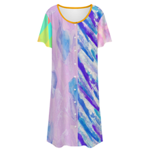 Charger l'image dans la galerie, Robe boutonnée à manches courtes pour femme LM501 personnalisée avec prénom motif texte (conception multi-images)