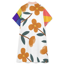 Charger l'image dans la galerie, Robe chemise midi manches courtes femme B15Q personnalisée avec prénom motif texte (conception multi-images)