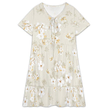 Charger l'image dans la galerie, Robe courte à manches courtes et col en V pour femme LYQ117 personnalisé avec photo texte prénom (conception une image)