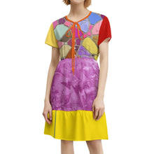 Charger l'image dans la galerie, Robe d'été pour femme col en V manches courtes mini robe décontractée LYQ117 personnalisée avec prénom motif texte (conception multi-images)