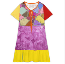 Charger l'image dans la galerie, Robe d'été pour femme col en V manches courtes mini robe décontractée LYQ117 personnalisée avec prénom motif texte (conception multi-images)