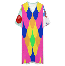 Charger l'image dans la galerie, Robe de chambre femme style méditerranéen col en V manches courtes YKL06 personnalisée avec prénom motif texte (conception multi-images)