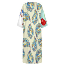 Charger l'image dans la galerie, Robe de chambre femme style méditerranéen col en V manches courtes YKL06 personnalisée avec prénom motif texte (conception multi-images)