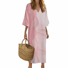 Charger l'image dans la galerie, Robe de chambre style méditerranéen à col en V et manches courtes YKL06 pour femme personnalisé avec photo texte prénom (conception une image)