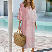 Charger l'image dans la galerie, Robe de chambre style méditerranéen à col en V et manches courtes YKL06 pour femme personnalisé avec photo texte prénom (conception une image)