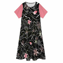 Charger l'image dans la galerie, Robe longue col rond manches courtes femme A89Q personnalisée avec prénom motif texte