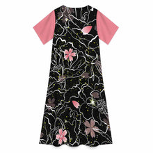 Charger l'image dans la galerie, Robe longue col rond manches courtes femme A89Q personnalisée avec prénom motif texte