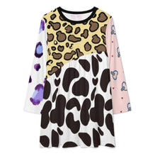 Charger l'image dans la galerie, Robe d'épissure à manches longues pour femmes F72Q tenue décontractée à la mode personnalisée avec prénom motif texte (conception multi-images)