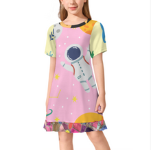 Charger l'image dans la galerie, Robe fille robe à manches courtes F5Q personnalisée avec prénom motif texte (conception multi-images)