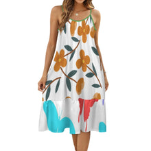 Charger l'image dans la galerie, Robe jupe ample à bretelles spaghetti réglables KQ pour femme personnalisée avec prénom motif texte (conception multi-images)