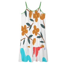 Charger l'image dans la galerie, Robe jupe ample à bretelles spaghetti réglables KQ pour femme personnalisée avec prénom motif texte (conception multi-images)