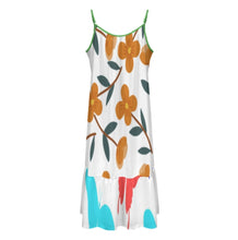 Charger l'image dans la galerie, Robe jupe ample à bretelles spaghetti réglables KQ pour femme personnalisée avec prénom motif texte (conception multi-images)