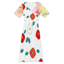 Charger l'image dans la galerie, Robe midi col pétale décolleté V pour femme F31Q personnalisée avec prénom motif texte (conception multi-images)