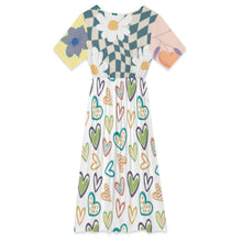 Charger l'image dans la galerie, Robe midi col pétale décolleté V pour femme F31Q personnalisée avec prénom motif texte (conception multi-images)