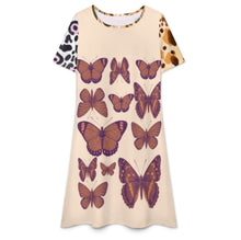 Charger l'image dans la galerie, Robe midi femme manches courtes F77Q personnalisée avec prénom motif texte (conception multi-images)