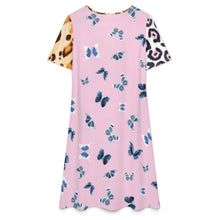 Charger l'image dans la galerie, Robe midi femme manches courtes F77Q personnalisée avec prénom motif texte (conception multi-images)
