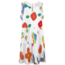 Charger l'image dans la galerie, Robe taille haute col poupée volantée F11Q personnalisée avec prénom motif texte (conception multi-images)