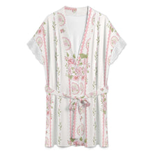 Charger l'image dans la galerie, Pyjama robe de chambre à orné de dentelle manches courtes avec ceinture SDS2517 personnalisé avec photo texte (impression image unique)