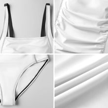 Charger l'image dans la galerie, Maillot de bain 1 pièce pour femme à col carré SDS505 personnalisé avec photo texte prénom (conception multi-images)