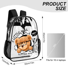 Charger l'image dans la galerie, Sac à dos transparent 43 cm personnalisée avec prénom motif texte