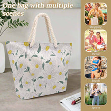 Charger l'image dans la galerie, Sac cabas grande capacité en corde de chanvre XB0601066 personnalisé avec photo texte prénom (conception une image)