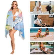 Charger l'image dans la galerie, Serviette de plage grande taille en velours double face 160 x 80 cm personnalisé avec photo texte prénom