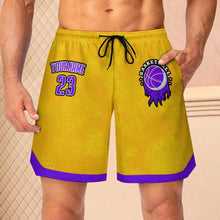 Charger l'image dans la galerie, Short de basket-ball en maille avec cordon de serrage pour hommes LQK jusqu'au 4XL personnalisée avec prénom motif texte (conception multi-images)