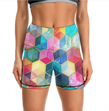 Charger l'image dans la galerie, Shorts de yoga sport pour femmes Y10A personnalisés avec photo texte motif (conception multi-images)